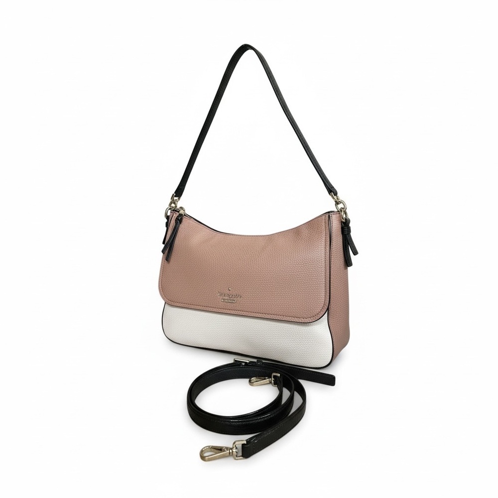 Kate Spade Blush & Cream Pebbled Leather Shoulder Bag | Colorblock | Crossbody - Picture 8 of 14